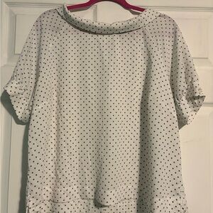 Ann Taylor Factory White Blouse with Black Polka Dots